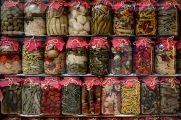 Vibrant assortment of pickled vegetables