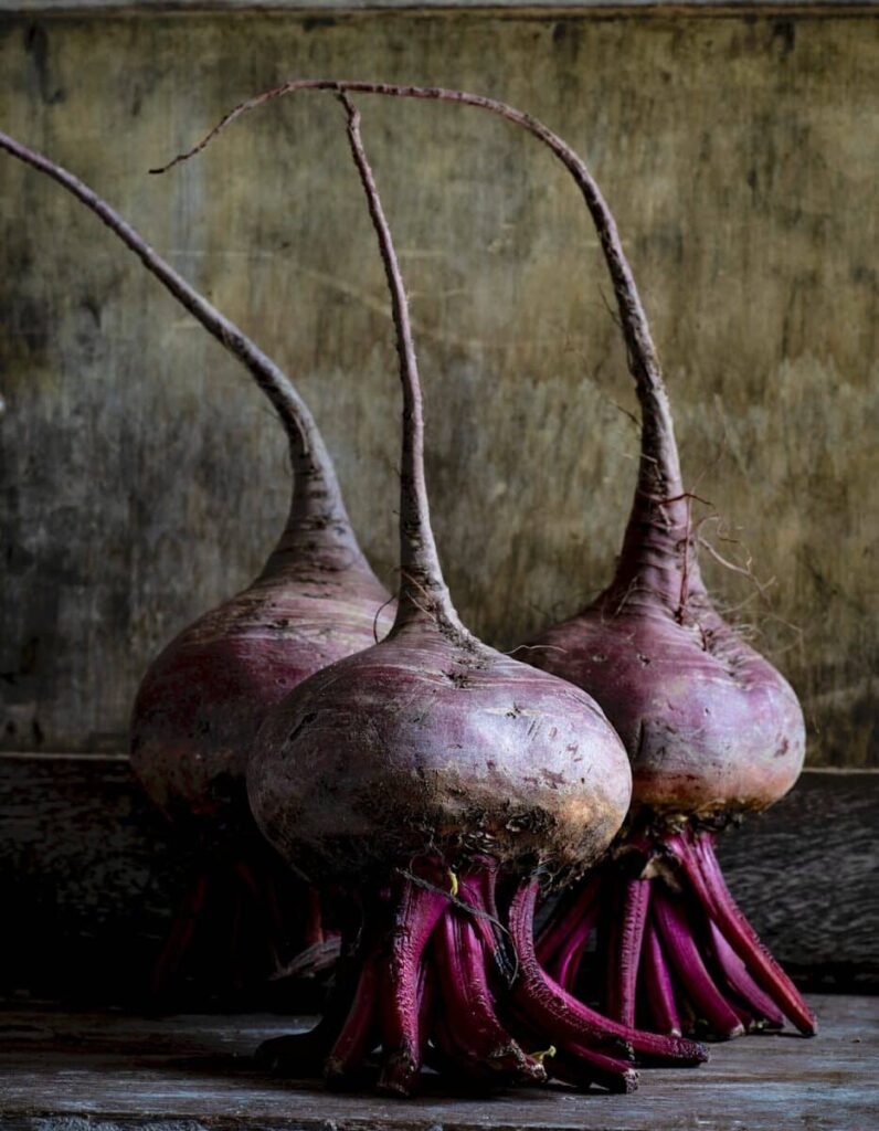 fresh raw beetroot used to make homemade wholegrain rye sourdough bread