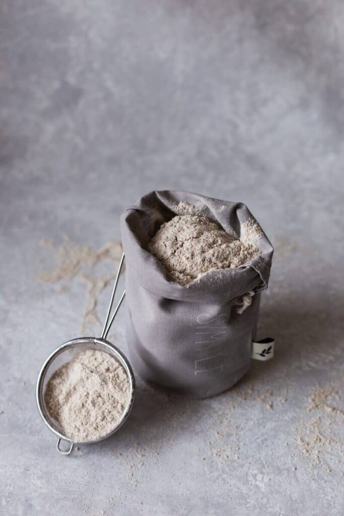 wholegrain rye flour used for homemade sourdough bread